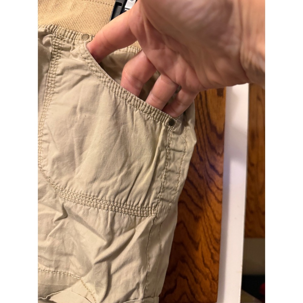 Arizona Jean Co Khaki Shortie Utility Shorts Womens 16.5 Plus Elastic Waist Tan - Picture 2 of 6